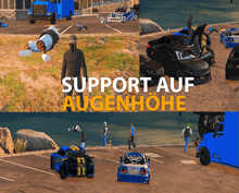 a collage of images with the words support auf augenhohe on top