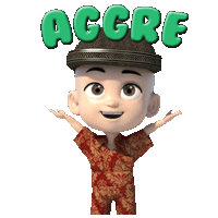 a cartoon character with the word aggre written on his head