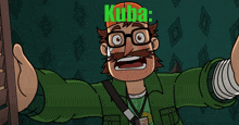 a cartoon character with glasses and a mustache is called kuba