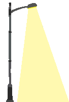 an illustration of a street light with a yellow beam coming out of it