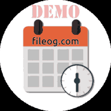 a calendar with a clock and the words demo fileog.com on it