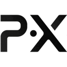 a black and white logo for px on a white background