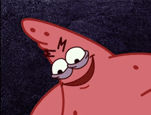 patrick star from spongebob squarepants is smiling with the letter m written on his face