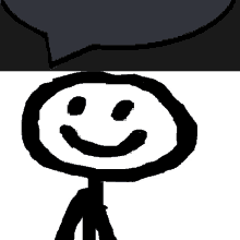 a stick figure with a smiley face and a speech bubble