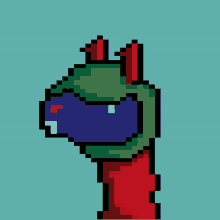 a pixel art drawing of a llama with a blue eye