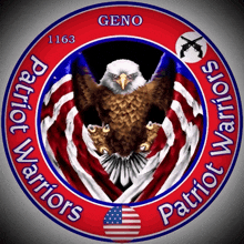 patriotic warriors logo with a bald eagle on it