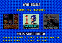 a game select screen for sonic the hedgehog super hang on