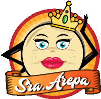 a cartoon drawing of a woman with a crown and the words sua arepa below her