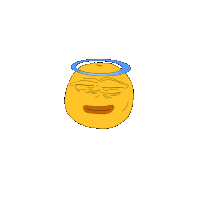 a yellow smiley face with a blue halo around it