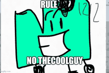 a drawing of a cartoon character with the words `` no the cool guy '' written on it .