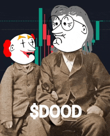 a cartoon drawing of a man and a clown with the word dood on the bottom