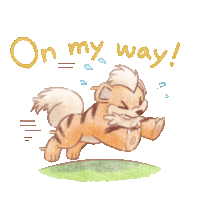 a cartoon drawing of a tiger running with the words on my way behind it