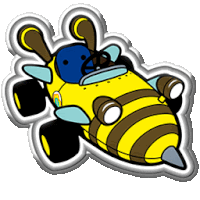 a cartoon of a bee driving a car