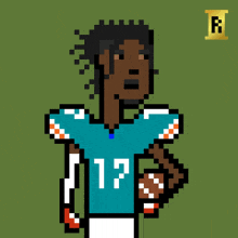 a pixel art of a football player with the number 17 on his shirt