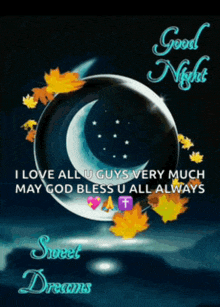 a picture of a crescent moon with the words good night sweet dreams