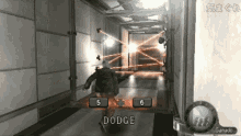 a video game with the word dodge on the bottom left