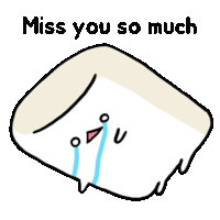 a cartoon drawing of a marshmallow crying with the words miss you so much