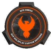 a logo for scp roleplay custom servers with an orange bird