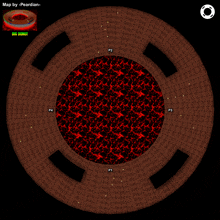 a map by pearlian shows a big donut in the background