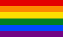 a rainbow flag with a red , yellow , orange , green , blue and purple stripes on a white background .