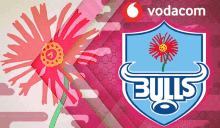 a vodacom ad with a bulls logo and a flower