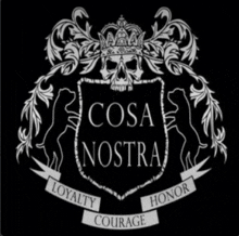 a coat of arms with the words cosa nostra on it