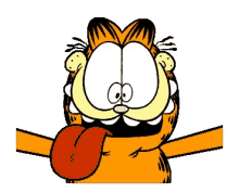 garfield is sticking his tongue out and making a face