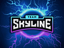 a skyline team logo with lightning behind it