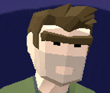 a pixel art drawing of a man with a bandage on his face