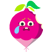 a cartoon drawing of a beet with a sad face