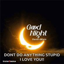 a picture of a crescent moon with the words " good night sweet dream "