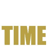 a white background with gold letters that say time