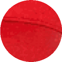 a red circle on a white background with a few dots