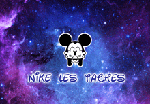 a picture of mickey mouse giving the middle finger with the words nike les packs below it