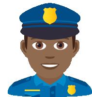 a cartoon illustration of a police officer wearing a blue uniform and hat