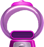 a purple gumball machine with a pink top