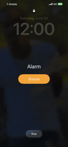 a t-mobile phone displays an alarm clock on saturday june 24th