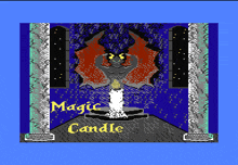 a pixel art of a candle with the words magic candle on the bottom