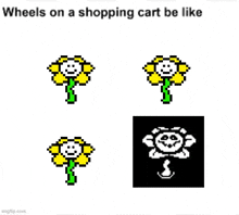 wheels on a shopping cart be like a picture of a flower