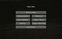 a screenshot of the game menu for minecraft on a computer screen