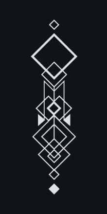 a black and white geometric design on a black background