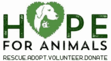 a logo for hope for animals shows a dog in a heart