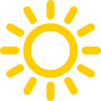 a yellow sun with rays coming out of the center