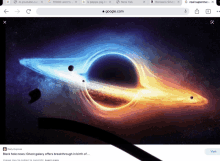 a picture of a black hole is displayed on a google page