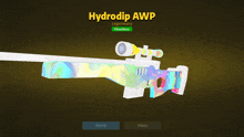 a screenshot of a sniper rifle with the name hydrodip awp on it