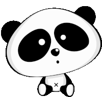 a black and white drawing of a panda bear with a x on its bottom