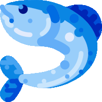 a blue fish with white polka dots on it 's body