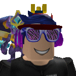 a roblox character is wearing headphones and sunglasses and smiling .