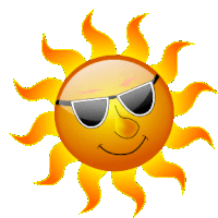 a cartoon sun wearing sunglasses with a smiling face