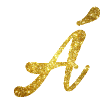 the letter a is made of gold glitter and is on a white background